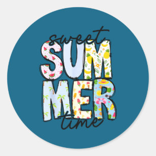 Sweet Summer Time Summer Vibes Women Kids Funny Be Classic Round Sticker