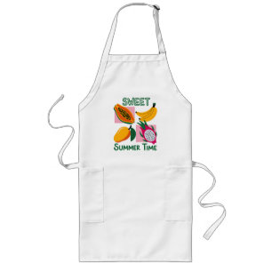 Sweet Summer Time Tropical Fruit Pop Art Design Long Apron