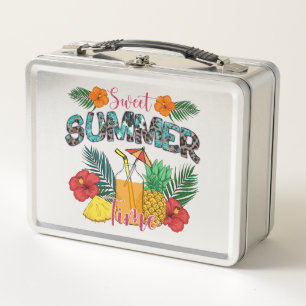 Sweet Summer Time Tropical Fruits & Floral Metal Lunch Box