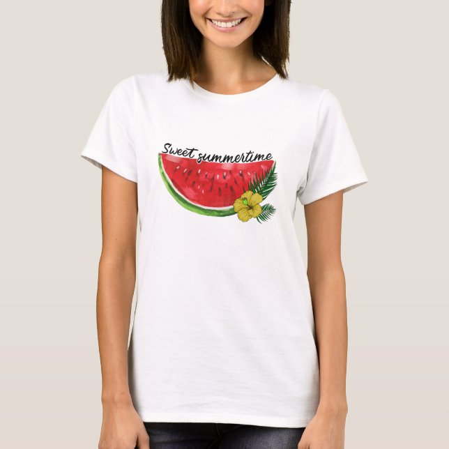 Sweet Summer Time | Watercolor Watermelon  T-Shirt (Front)