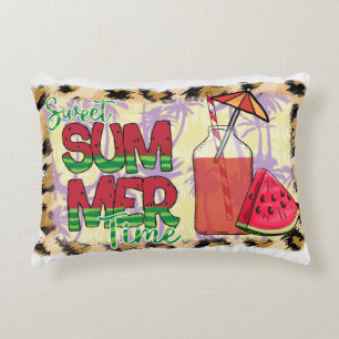 Sweet Summer Time Watermelon, Beach & Leopard Decorative Cushion