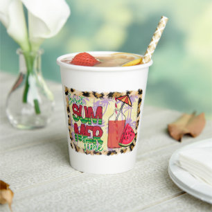 Sweet Summer Time Watermelon, Beach & Leopard Paper Cups