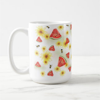 Sweet Summer Vibe Watermelon, Sunflowers, and Bee Coffee Mug