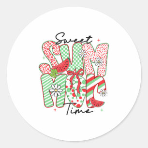 Sweet Summer Vibes Watermelon Coquette Bow Beach V Classic Round Sticker