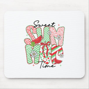 Sweet Summer Vibes Watermelon Coquette Bow Beach V Mouse Pad