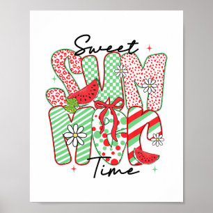 Sweet Summer Vibes Watermelon Coquette Bow Beach V Poster