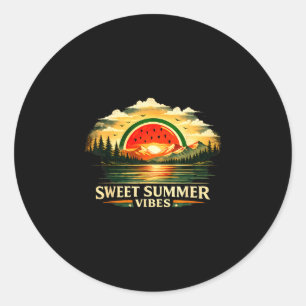 Sweet summer vibes watermelon sunset nature lover classic round sticker