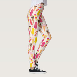 Sweet Summer Watercolor Ice Cream Leggings