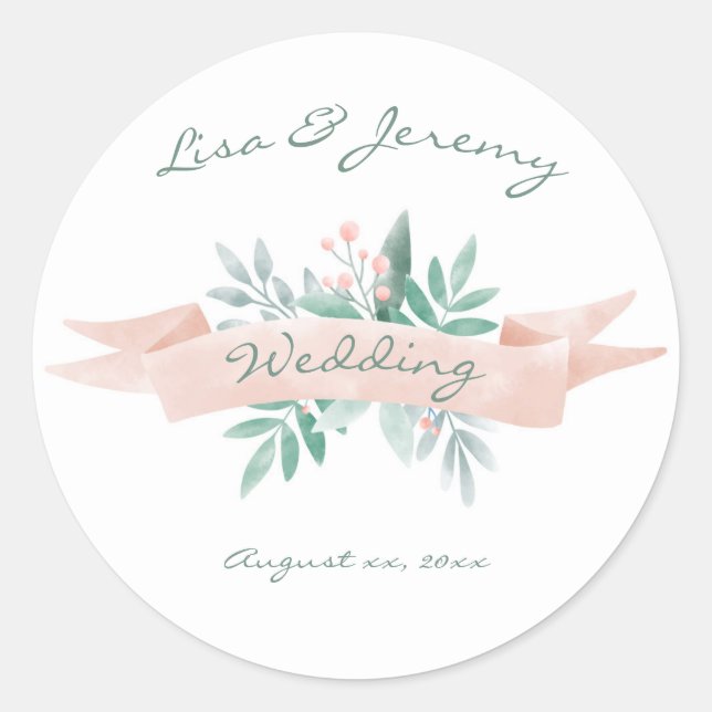 Sweet Summer Wedding Classic Round Sticker (Front)