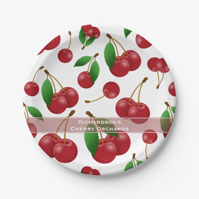 sweet summertime cherries paper plate (Front)