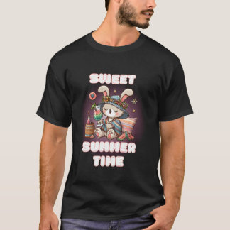 Sweet Summertime Cute Rabbit Summer Vacation Kids  T-Shirt