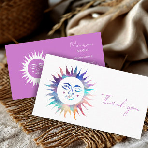 Sweet Sunshine Rainbow Boho Social Icons Thank You Business Card