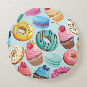 Sweet Sweets: Pattern of Delight. Round Cushion
