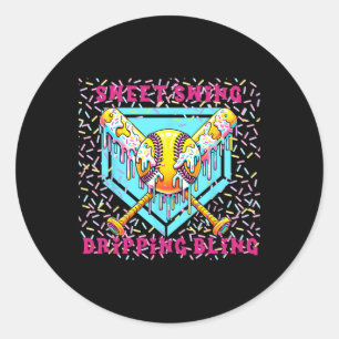 Sweet Swing Softball Home Plate With Ice Cream Dri Classic Round Sticker