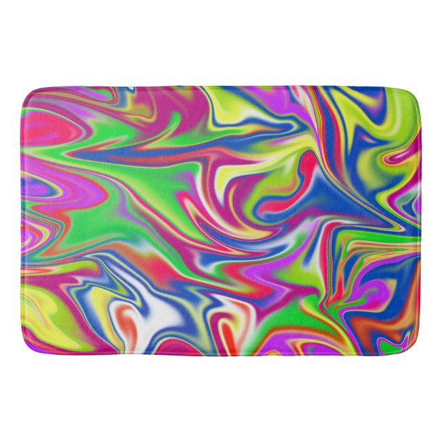 "Sweet Swirls: The Bubblegum Marble Delight" Bath Mat (Front)