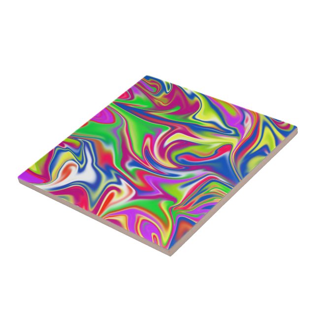 Sweet Swirls: The Bubblegum Marble Delight, Ceramic Tile (Side)