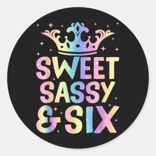 Sweet Sy And Six Birthday For Girls 6 Years Old  Classic Round Sticker