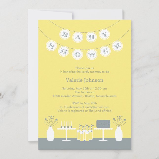Sweet Table Baby Shower Invitation - Yellow (Front)