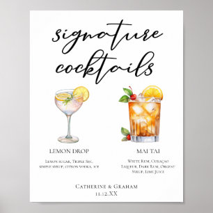 Sweet & Tart Signature Cocktails Wedding Menu Poster