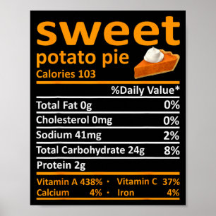 Sweet Tato E Nutrition Food Thanksgiving Funny Xma Poster