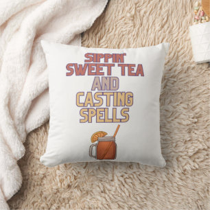 Sweet Tea and Spells Witchy Humour Cushion