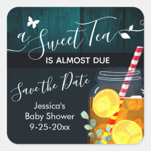 Sweet Tea Baby Shower Save the Date Square Sticker