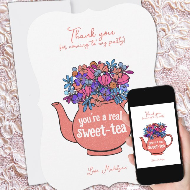 Sweet Tea Floral Teapot Thank You Card (Creator Uploaded)