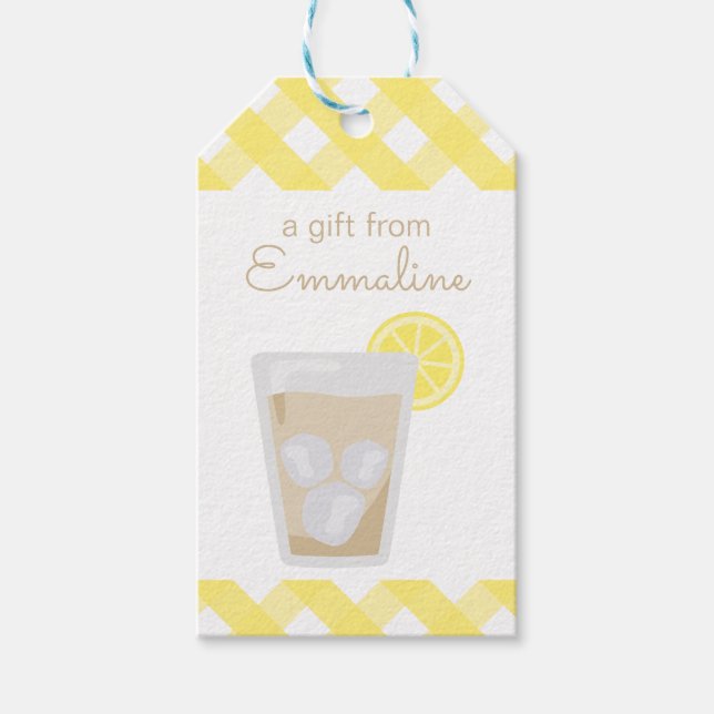 Sweet Tea & Gingham Personalised Gift Tag (Front)
