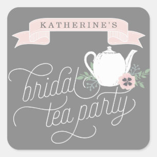 Sweet Tea   Personalised Bridal Tea Party Square Sticker
