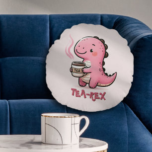 Sweet Tea-Rex customisable Animal Pun Round Cushion