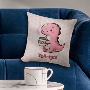 Sweet Tea-Rex customisable Dinosaur Animal Pun Cushion