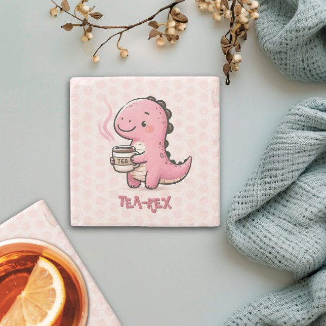 Sweet Tea-Rex customisable Dinosaur Animal Pun  Stone Coaster (Sweet Tea-Rex Customizable Dinosaur Animal Pun Stone Coaster)