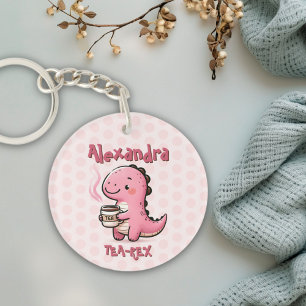 Sweet Tea-Rex Personalised Dinosaur Animal Pun Key Ring
