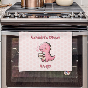 Sweet Tea-Rex Personalised Dinosaur Animal Pun Tea Towel