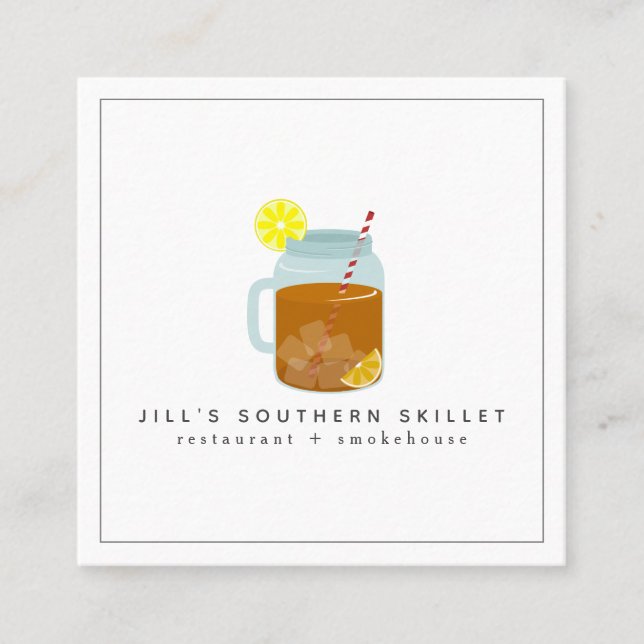 Sweet Tea Southern Restaurant Chef Square Business Card (Front)