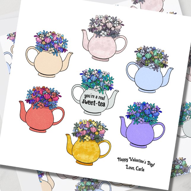 Sweet Tea Teapot Pattern Valentine's Day Card (Creator Uploaded)