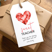 Sweet teacher with red watercolour diamond heart