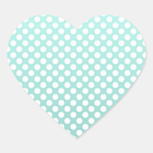Sweet Teal and White Polka Dots Heart Sticker