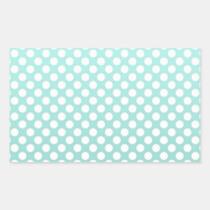 Sweet Teal and White Polka Dots Rectangular Sticker