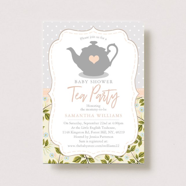 Sweet Teapot Baby Shower Tea Party Invitation (Creator Uploaded)