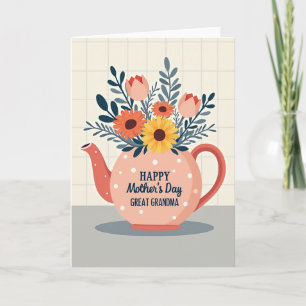 Sweet Teapot Bouquet Mothers Card
