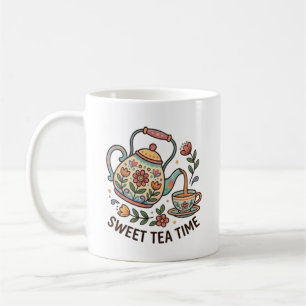 Sweet TeaTime Vintage Teapot Cottagecore Aesthetic Coffee Mug