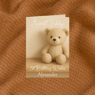 Sweet Teddy 1st Birthday Wishes  Card