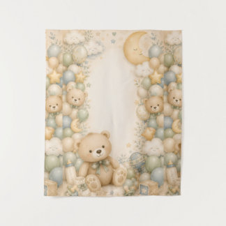 Sweet Teddy Bear Baby Shower Backdrop | Gender Neu Tapestry