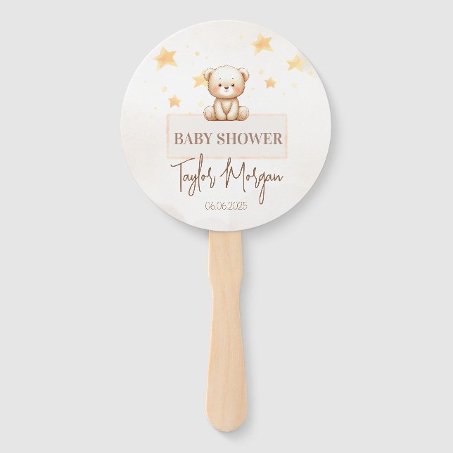 Sweet Teddy Bear Baby Shower Hand Fan (Front)
