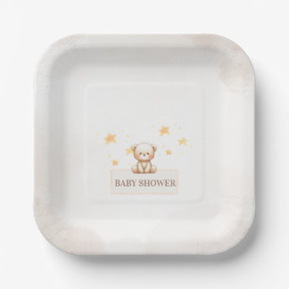Sweet Teddy Bear Baby Shower Paper Plate