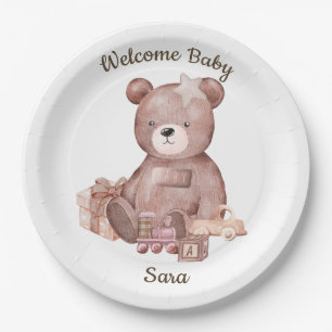 Sweet Teddy Bear Baby Shower Party Plate