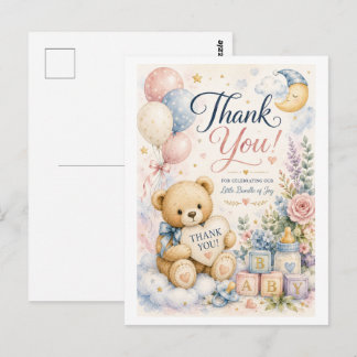 Sweet Teddy Bear Baby Shower Thank You Card
