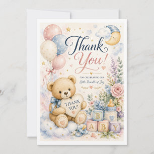 Sweet Teddy Bear Baby Shower Thank You Card