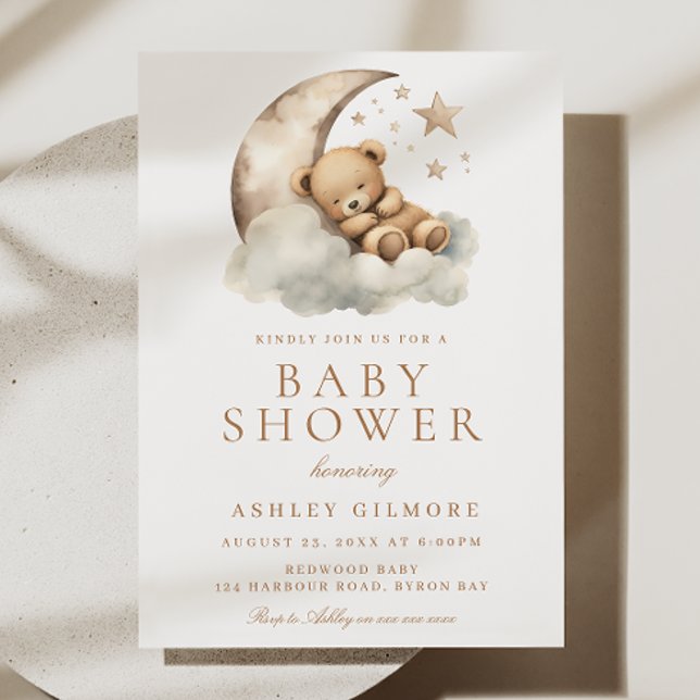 Sweet Teddy Bear Beige Neutral Baby Shower  Invitation (Creator Uploaded)